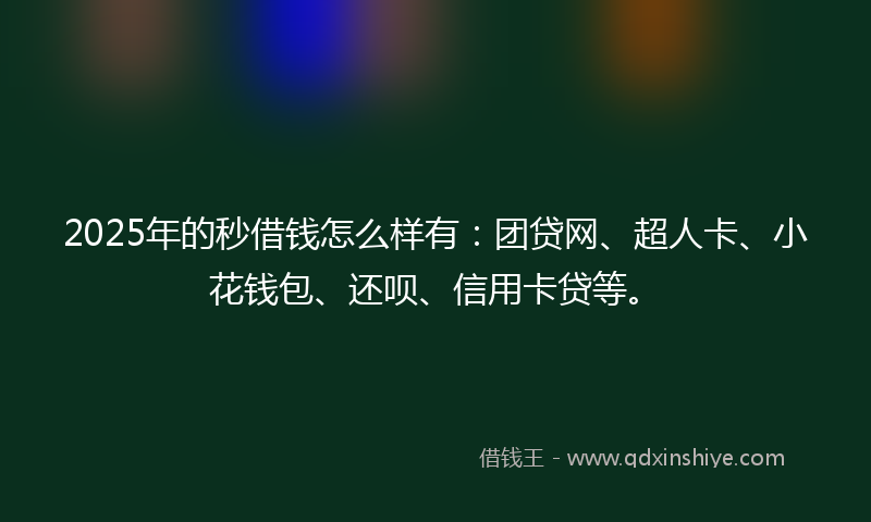 2025年的秒借钱怎么样有：团贷网、超人卡、小花钱包、还呗、信用卡贷等。
