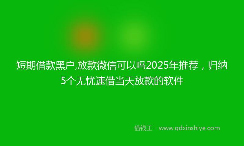 短期借款黑户,放款微信可以吗2025年推荐，归纳5个无忧速借当天放款的软件