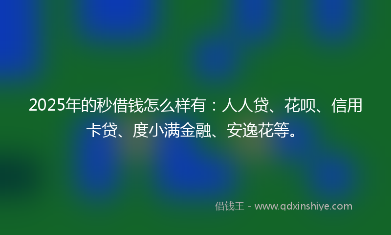 2025年的秒借钱怎么样有：人人贷、花呗、信用卡贷、度小满金融、安逸花等。