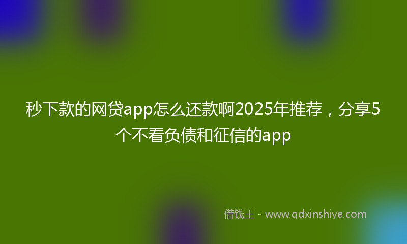 秒下款的网贷app怎么还款啊2025年推荐，分享5个不看负债和征信的app