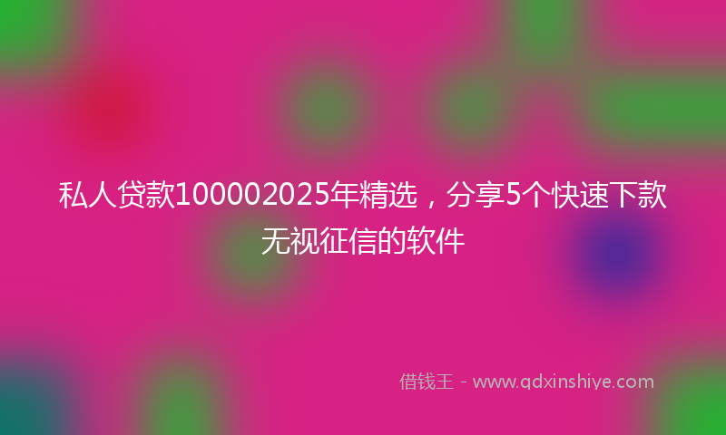 私人贷款100002025年精选，分享5个快速下款无视征信的软件