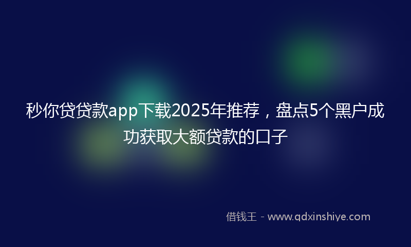 秒你贷贷款app下载2025年推荐，盘点5个黑户成功获取大额贷款的口子