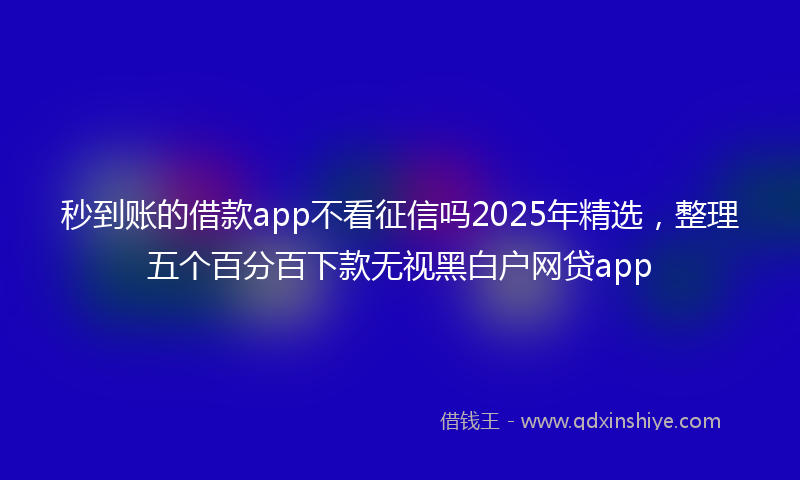 秒到账的借款app不看征信吗2025年精选，整理五个百分百下款无视黑白户网贷app