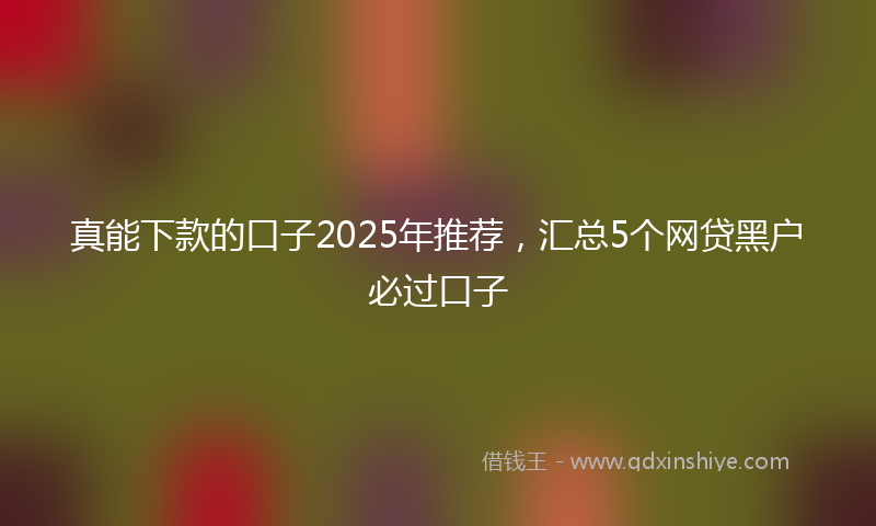 真能下款的口子2025年推荐，汇总5个网贷黑户必过口子