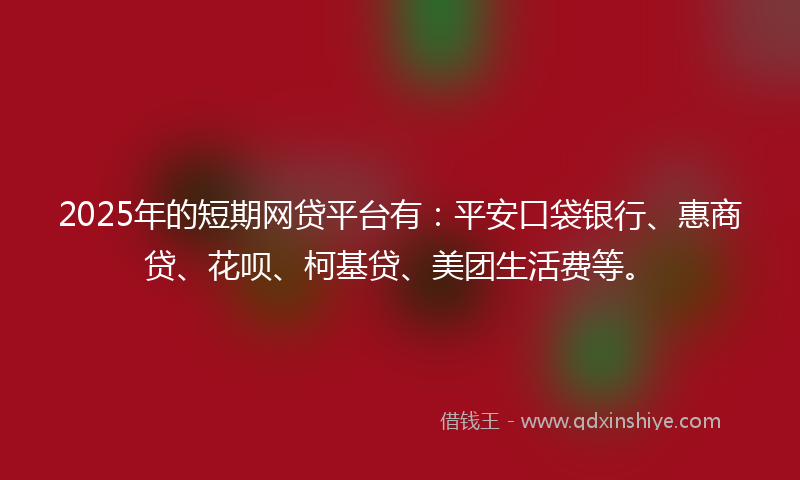 2025年的短期网贷平台有：平安口袋银行、惠商贷、花呗、柯基贷、美团生活费等。