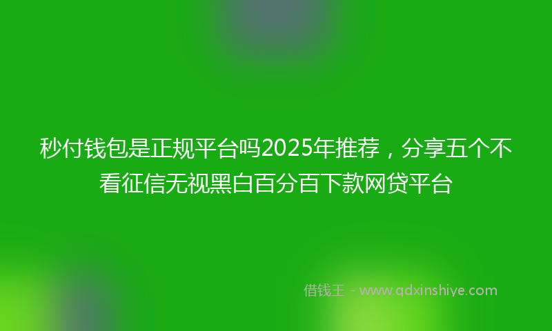 秒付钱包是正规平台吗2025年推荐，分享五个不看征信无视黑白百分百下款网贷平台