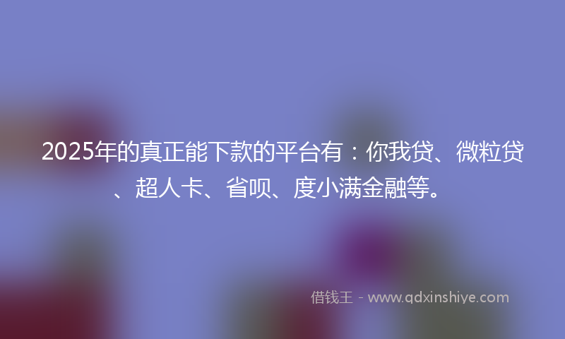 2025年的真正能下款的平台有：你我贷、微粒贷、超人卡、省呗、度小满金融等。