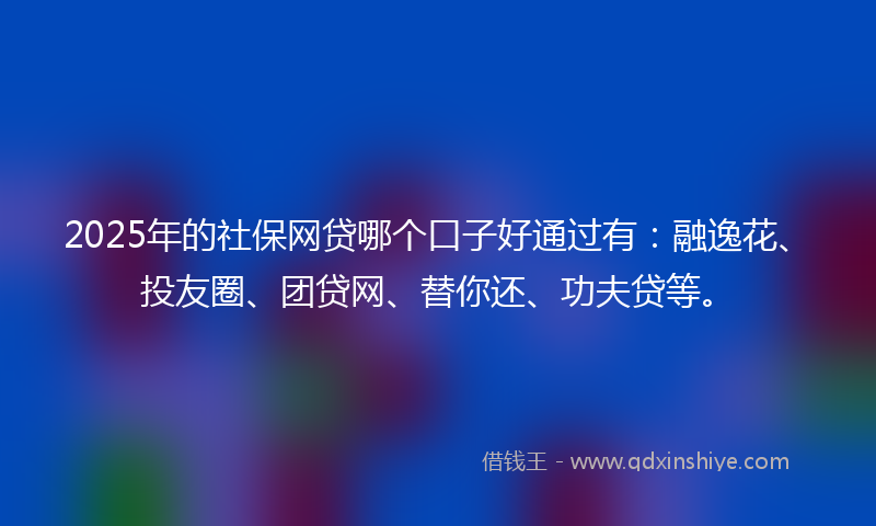 2025年的社保网贷哪个口子好通过有：融逸花、投友圈、团贷网、替你还、功夫贷等。