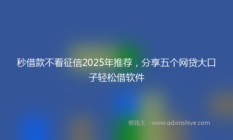 秒借款不看征信2025年推荐，分享五个网贷大口子轻松借软件