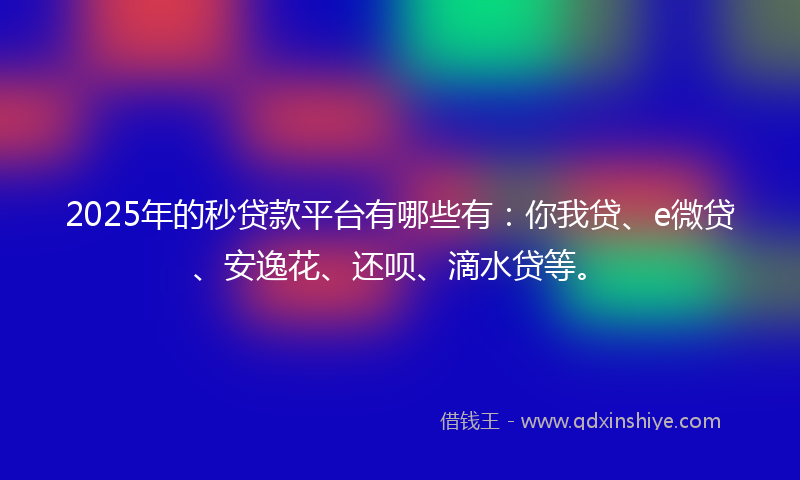 2025年的秒贷款平台有哪些有：你我贷、e微贷、安逸花、还呗、滴水贷等。