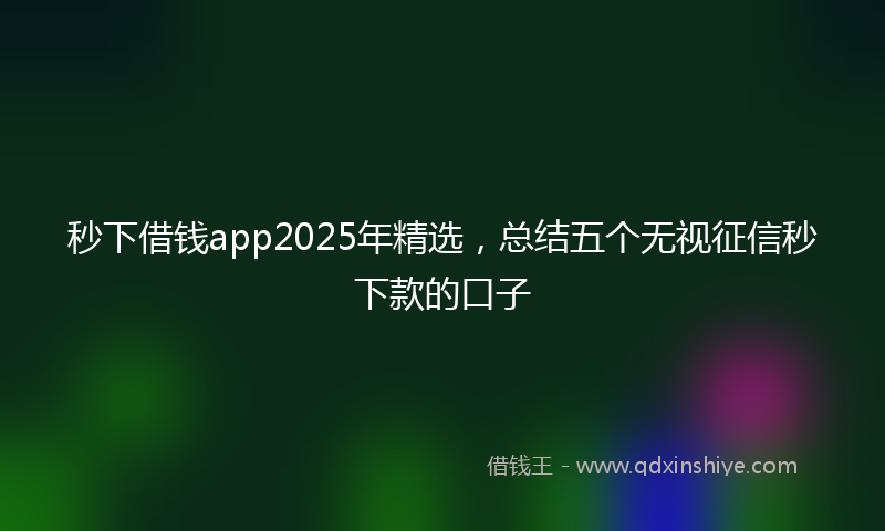 秒下借钱app2025年精选，总结五个无视征信秒下款的口子