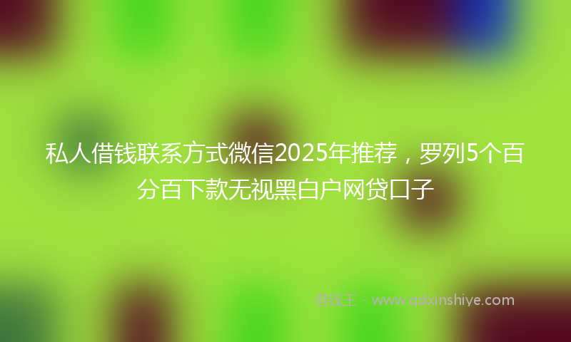 私人借钱联系方式微信2025年推荐，罗列5个百分百下款无视黑白户网贷口子