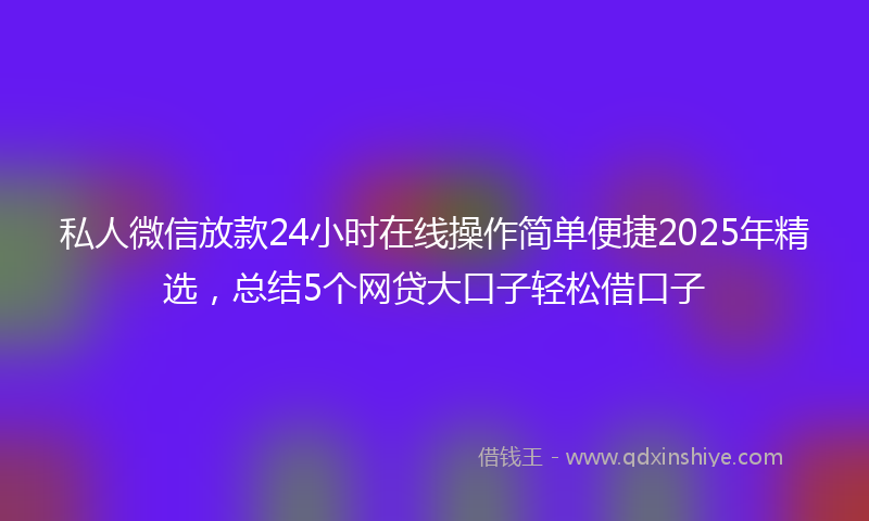 私人微信放款24小时在线操作简单便捷2025年精选,总结5个网贷大口子轻松借口子