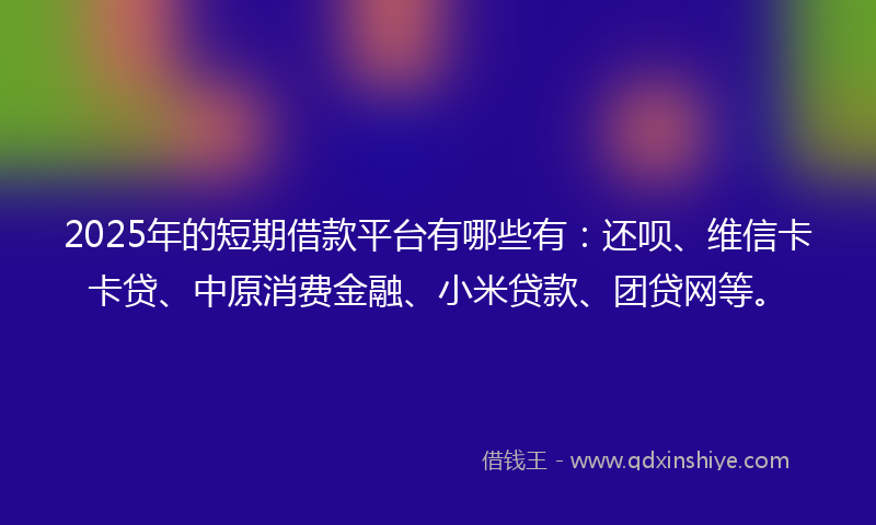 2025年的短期借款平台有哪些有：还呗、维信卡卡贷、中原消费金融、小米贷款、团贷网等。