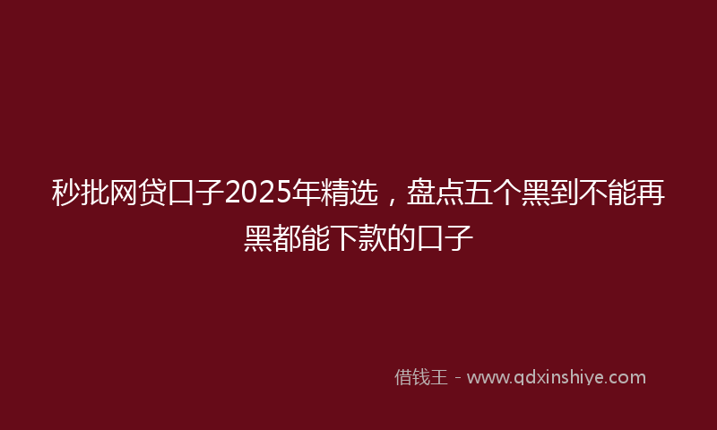 秒批网贷口子2025年精选，盘点五个黑到不能再黑都能下款的口子