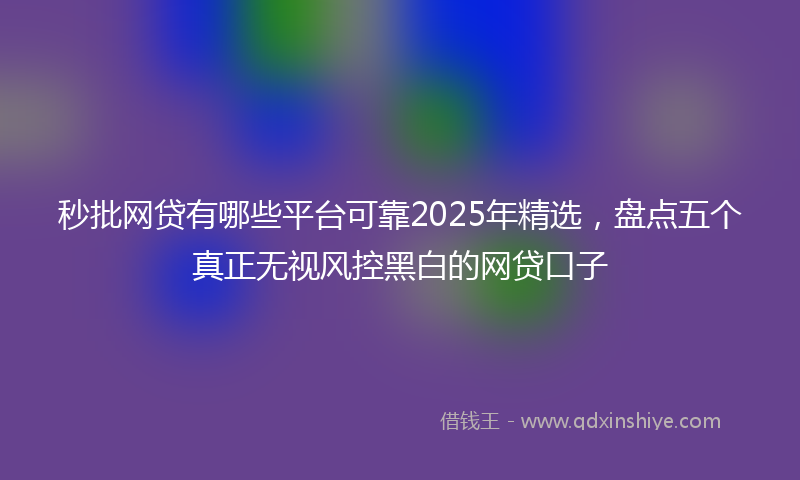 秒批网贷有哪些平台可靠2025年精选，盘点五个真正无视风控黑白的网贷口子