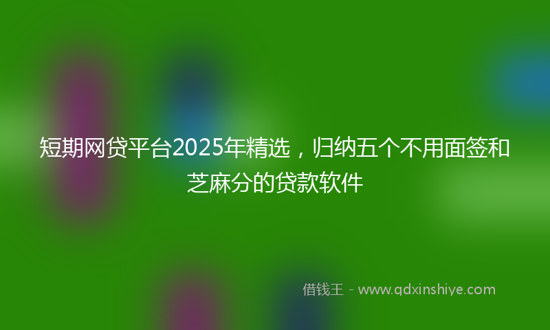 短期网贷平台2025年精选，归纳五个不用面签和芝麻分的贷款软件