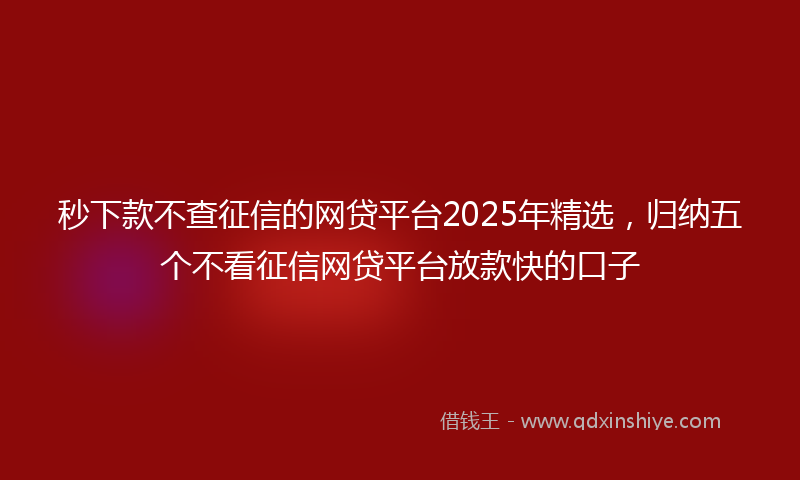 秒下款不查征信的网贷平台2025年精选，归纳五个不看征信网贷平台放款快的口子