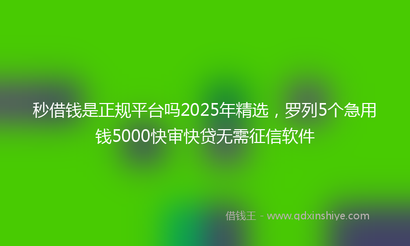 秒借钱是正规平台吗2025年精选，罗列5个急用钱5000快审快贷无需征信软件
