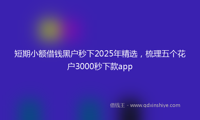 短期小额借钱黑户秒下2025年精选，梳理五个花户3000秒下款app