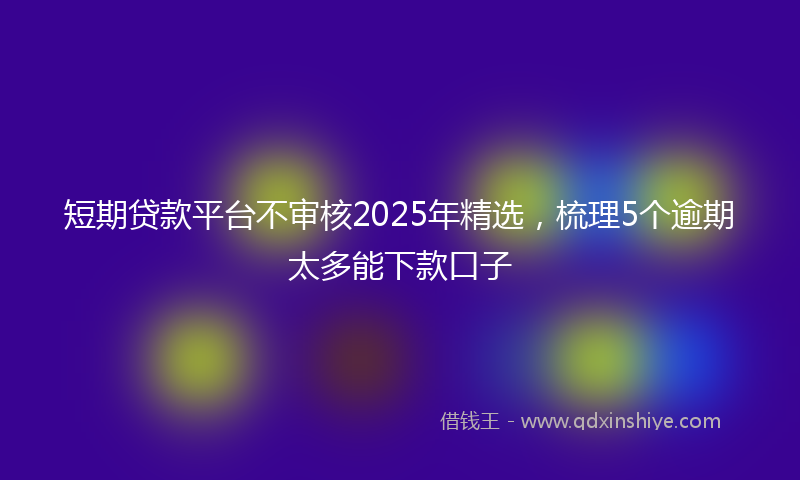 短期贷款平台不审核2025年精选,梳理5个逾期太多能下款口子