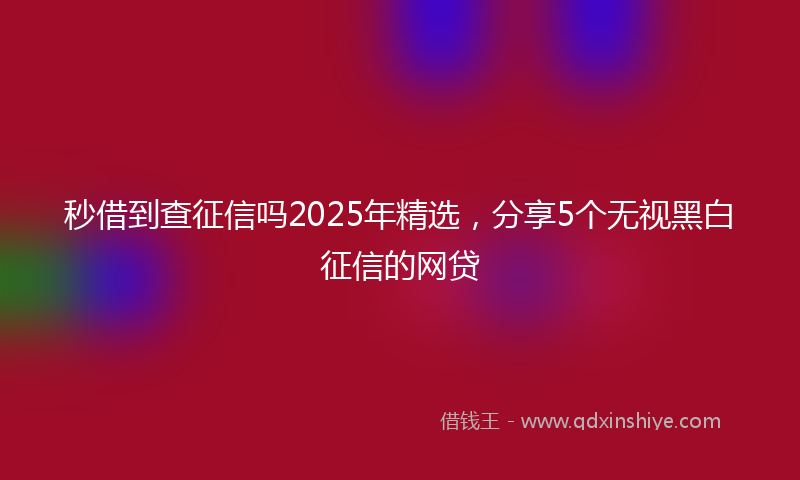 秒借到查征信吗2025年精选，分享5个无视黑白征信的网贷