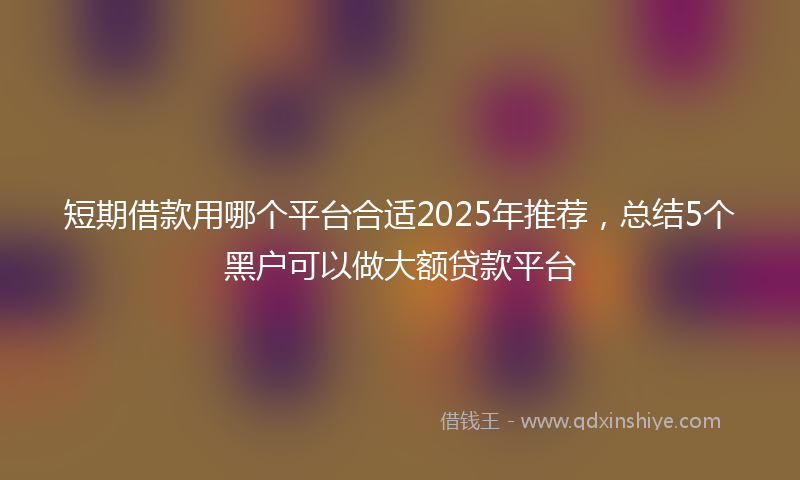 短期借款用哪个平台合适2025年推荐，总结5个黑户可以做大额贷款平台