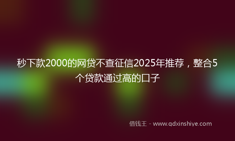 秒下款2000的网贷不查征信2025年推荐，整合5个贷款通过高的口子