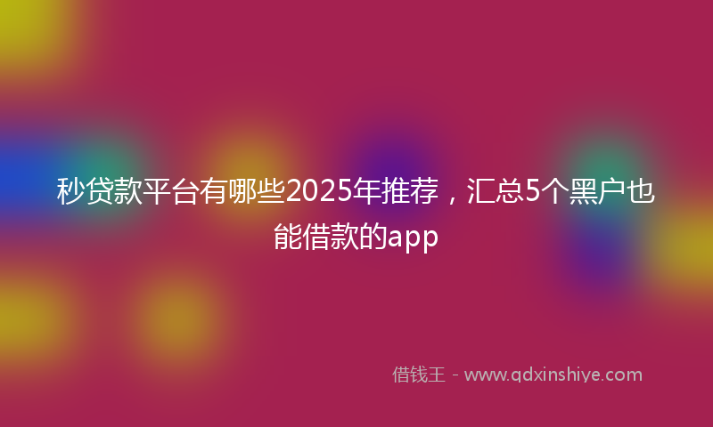 秒贷款平台有哪些2025年推荐，汇总5个黑户也能借款的app