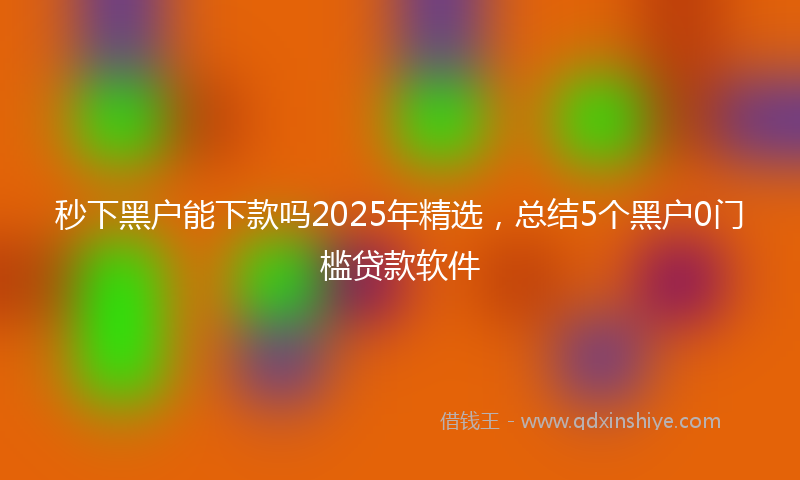 秒下黑户能下款吗2025年精选，总结5个黑户0门槛贷款软件