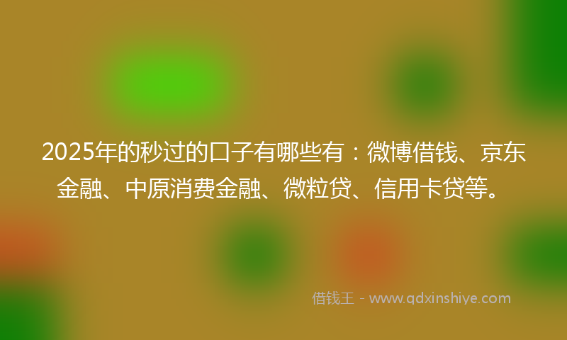 2025年的秒过的口子有哪些有：微博借钱、京东金融、中原消费金融、微粒贷、信用卡贷等。