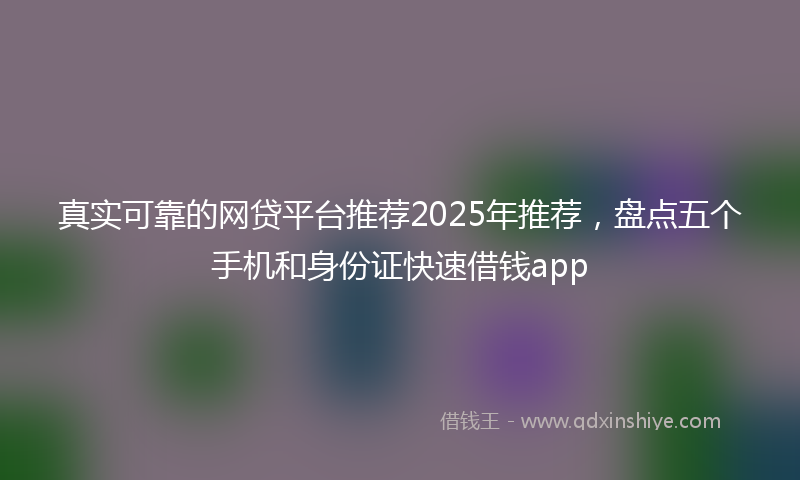 真实可靠的网贷平台推荐2025年推荐，盘点五个手机和身份证快速借钱app