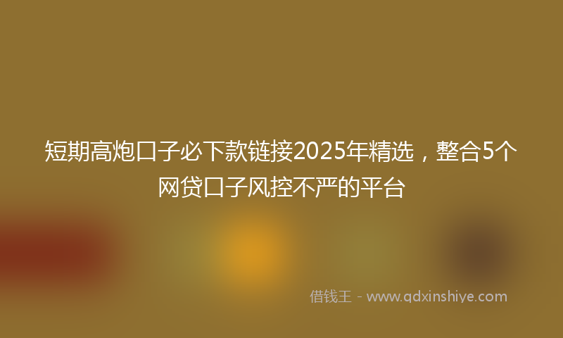 短期高炮口子必下款链接2025年精选，整合5个网贷口子风控不严的平台