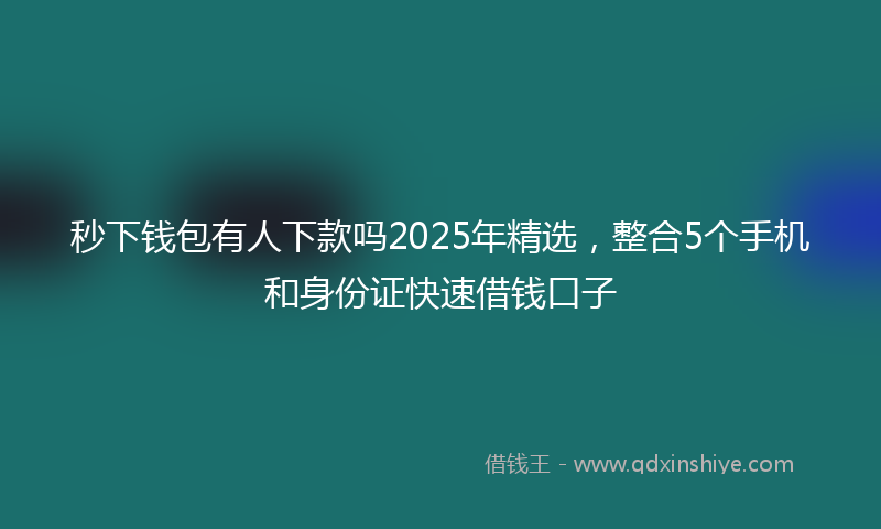 秒下钱包有人下款吗2025年精选，整合5个手机和身份证快速借钱口子
