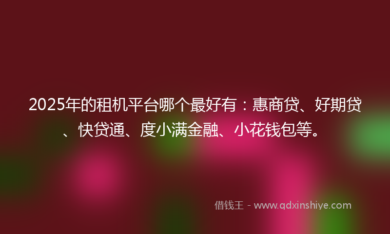 2025年的租机平台哪个最好有：惠商贷、好期贷、快贷通、度小满金融、小花钱包等。