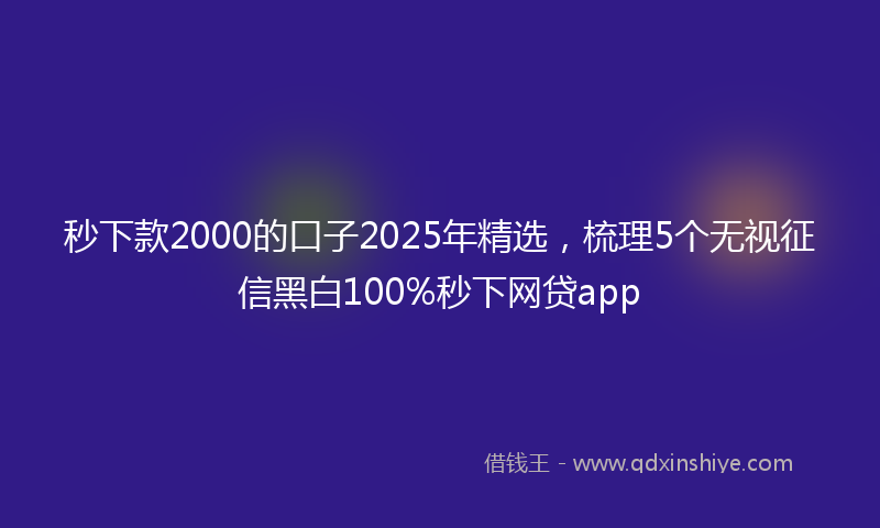 秒下款2000的口子2025年精选，梳理5个无视征信黑白100%秒下网贷app