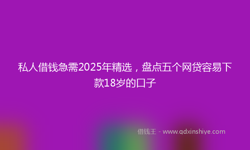 私人借钱急需2025年精选，盘点五个网贷容易下款18岁的口子