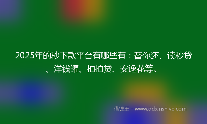 2025年的秒下款平台有哪些有：替你还、读秒贷、洋钱罐、拍拍贷、安逸花等。
