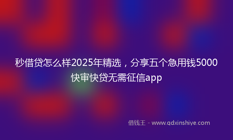 秒借贷怎么样2025年精选，分享五个急用钱5000快审快贷无需征信app