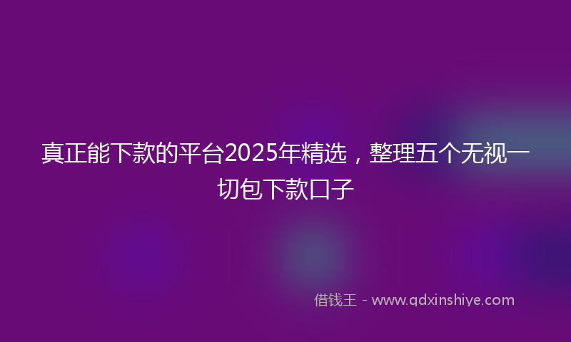 真正能下款的平台2025年精选，整理五个无视一切包下款口子