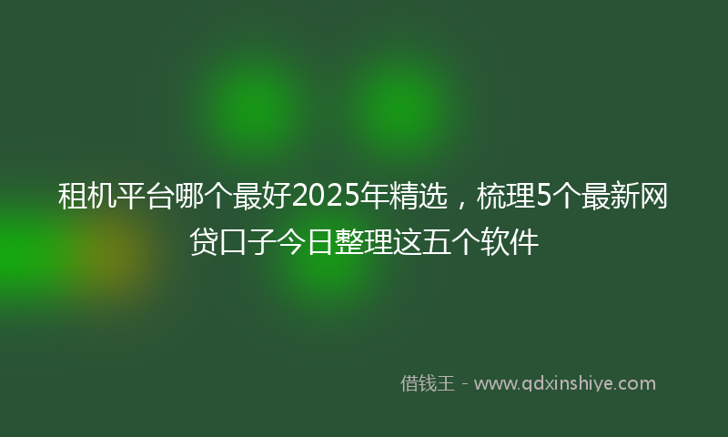 租机平台哪个最好2025年精选，梳理5个最新网贷口子今日整理这五个软件