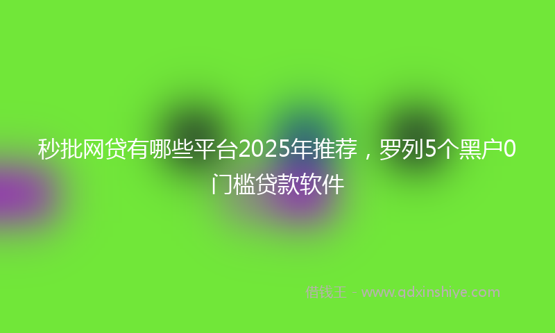 秒批网贷有哪些平台2025年推荐，罗列5个黑户0门槛贷款软件