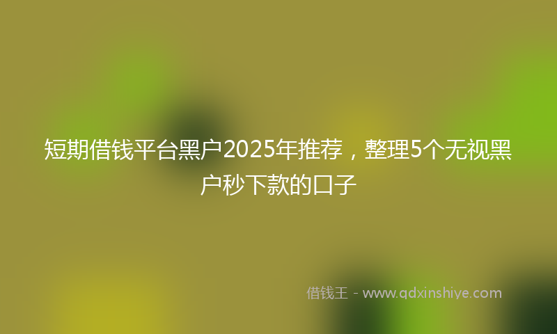 短期借钱平台黑户2025年推荐，整理5个无视黑户秒下款的口子