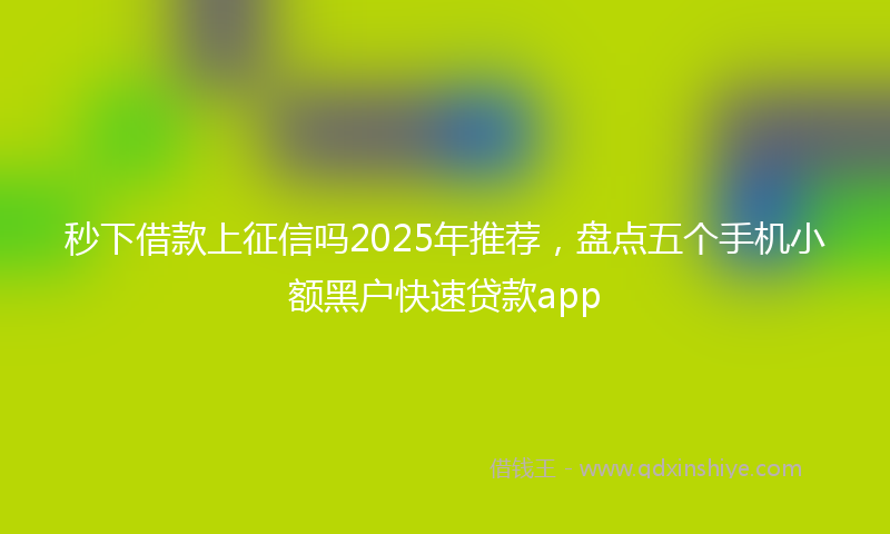 秒下借款上征信吗2025年推荐，盘点五个手机小额黑户快速贷款app