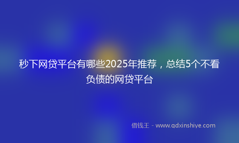 秒下网贷平台有哪些2025年推荐，总结5个不看负债的网贷平台