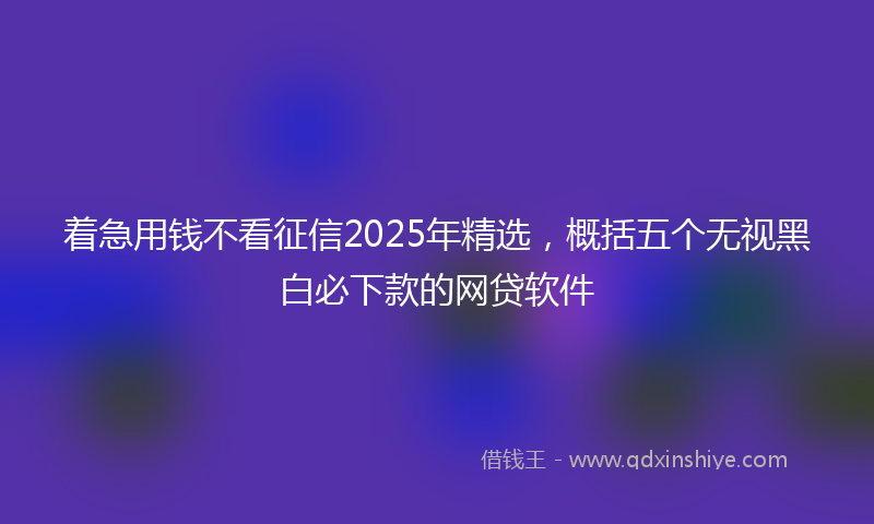 着急用钱不看征信2025年精选，概括五个无视黑白必下款的网贷软件