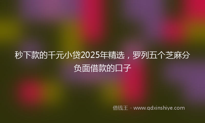 秒下款的千元小贷2025年精选，罗列五个芝麻分负面借款的口子