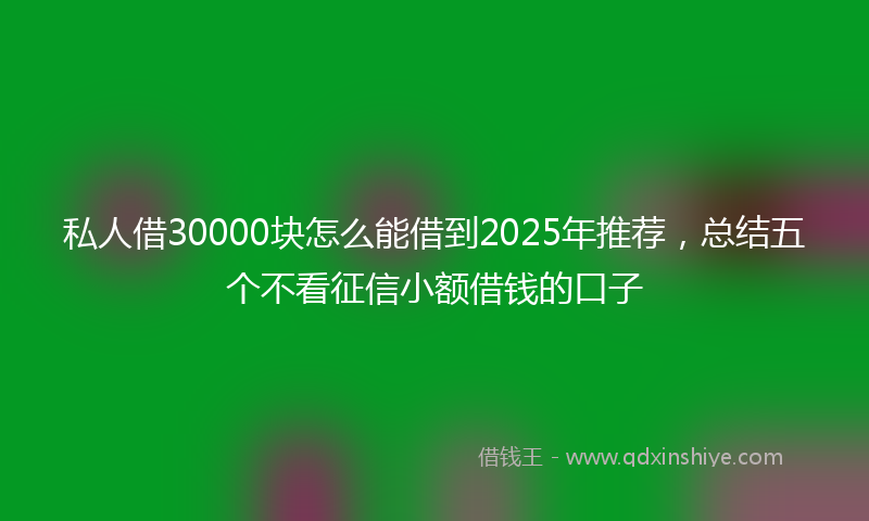 私人借30000块怎么能借到2025年推荐，总结五个不看征信小额借钱的口子