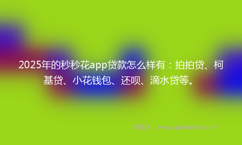 2025年的秒秒花app贷款怎么样有：拍拍贷、柯基贷、小花钱包、还呗、滴水贷等。