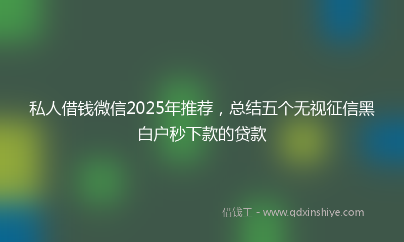 私人借钱微信2025年推荐，总结五个无视征信黑白户秒下款的贷款
